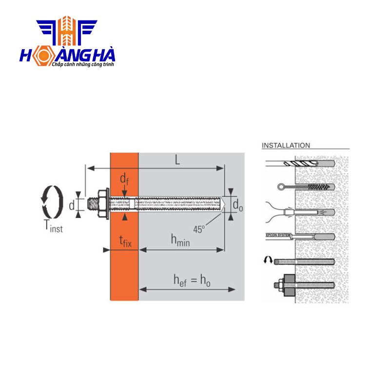 Hướng dẫn thi công bulong hóa chất Ramset