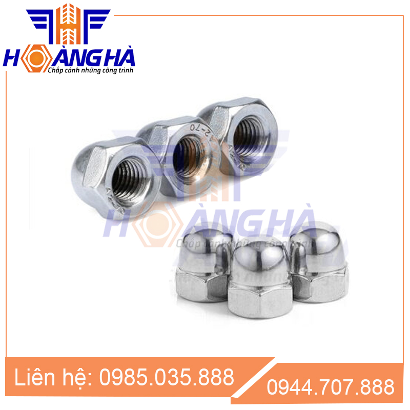 Ê cu mũ inox Din 1587 - tán bầu inox - đai ốc mũ inox