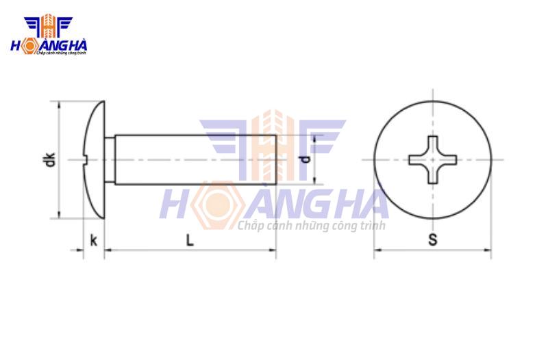 Vít bake đầu dù thân bu lông chính hãng tại Hoàng Hà
