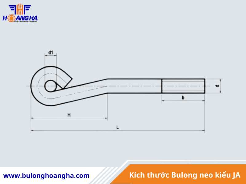 Kích thước Bu lông neo kiểu JA