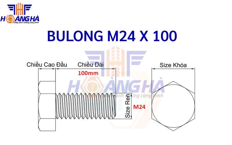 Sơ đồ cấu tạo Bulong M24 x 100
