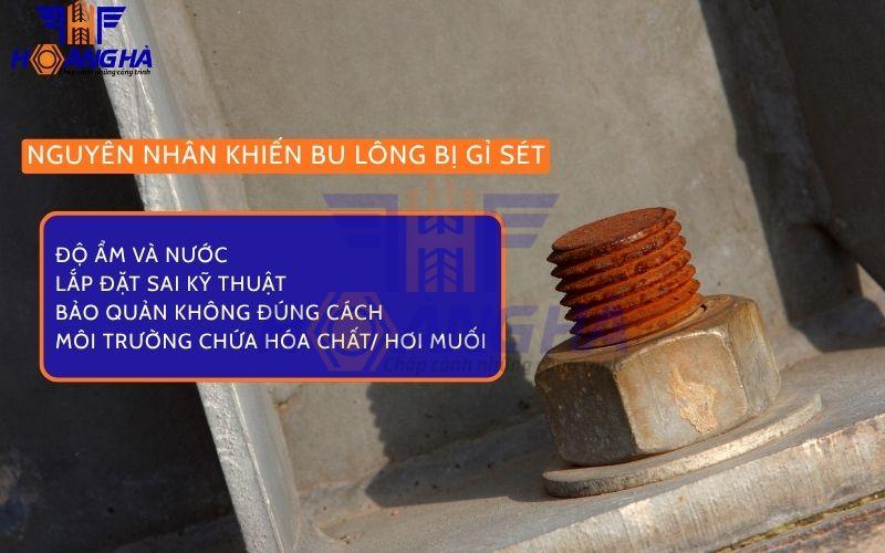 Nguyên nhân khiến bu lông bị gỉ sét