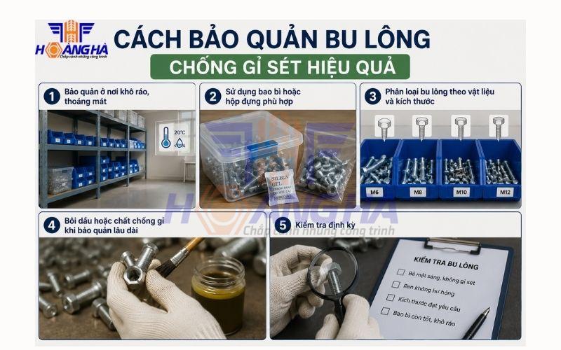 Cách bảo quản bu lông chống gỉ sét hiệu quả