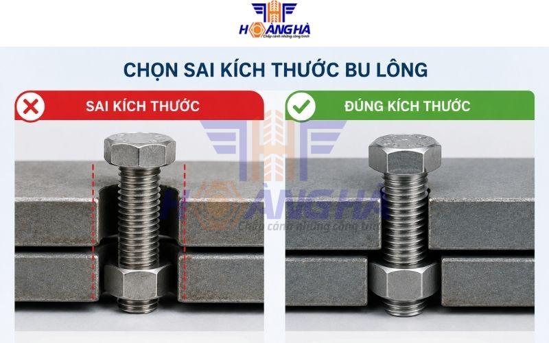 Chọn sai kích thước bu lông